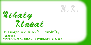 mihaly klapal business card